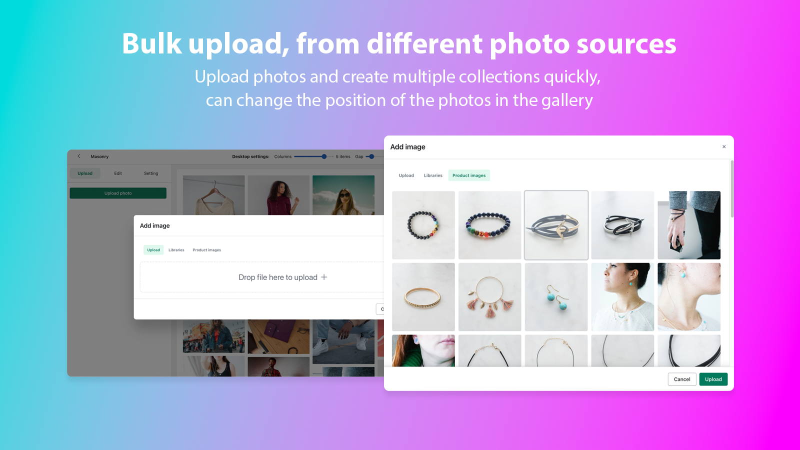 Photo gallery bulk upload