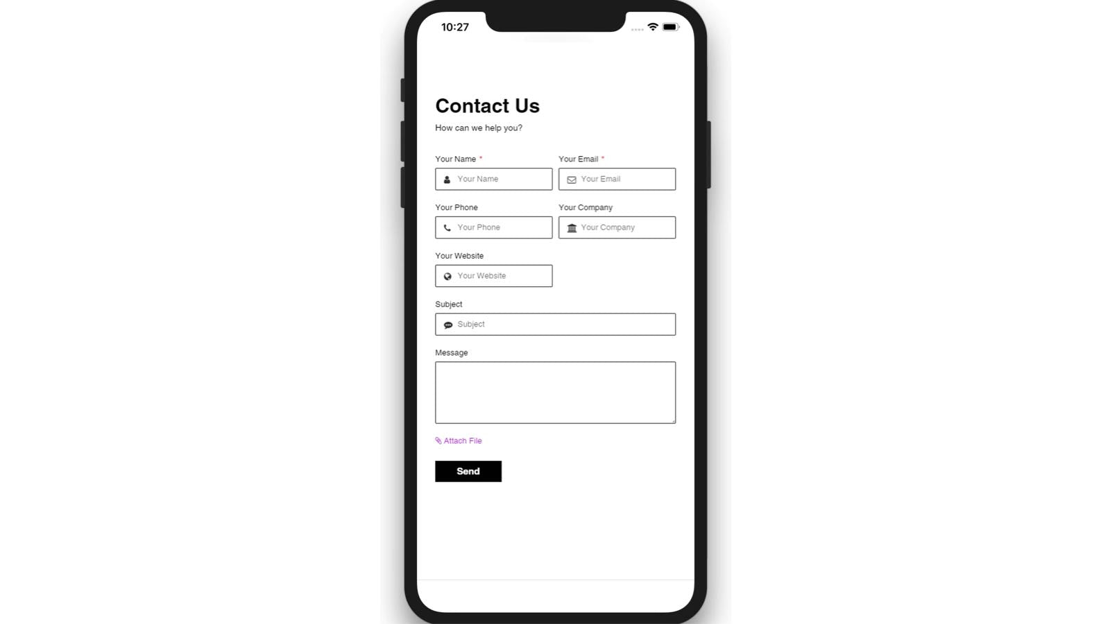 Contact Form mobile 2