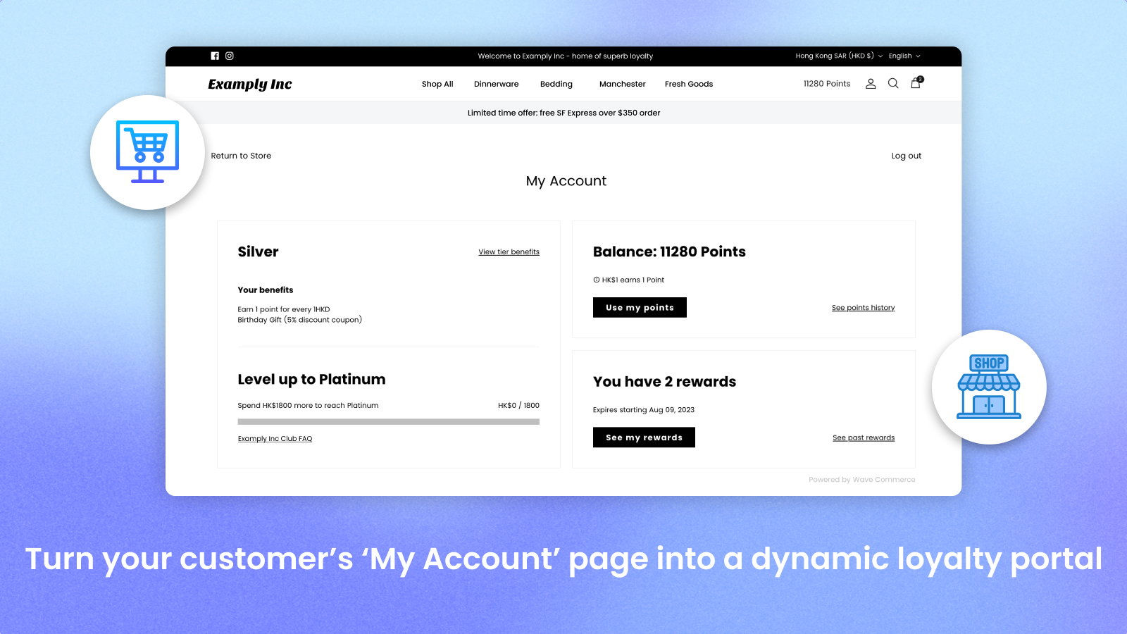 Expert designed customer account page