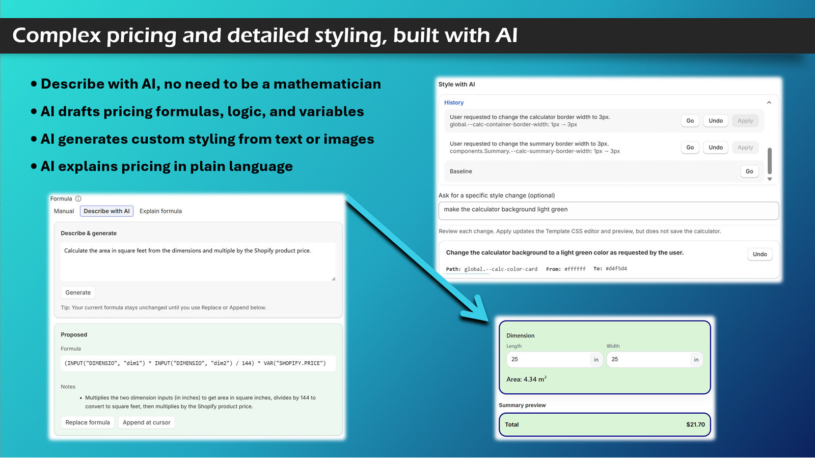 Use AI to build calculators, formulas, and styles