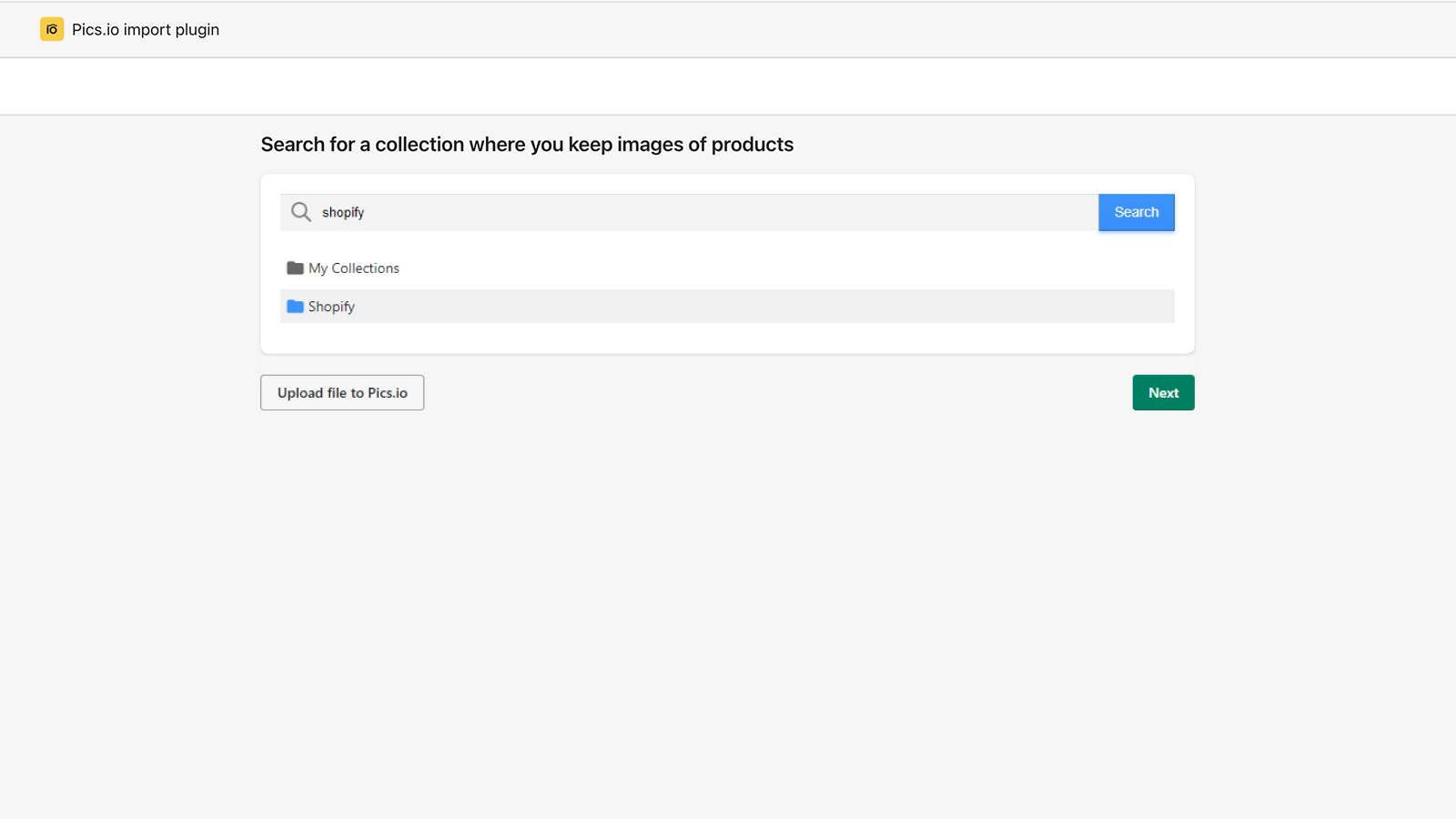 Choose a collection with product photos which you want to import