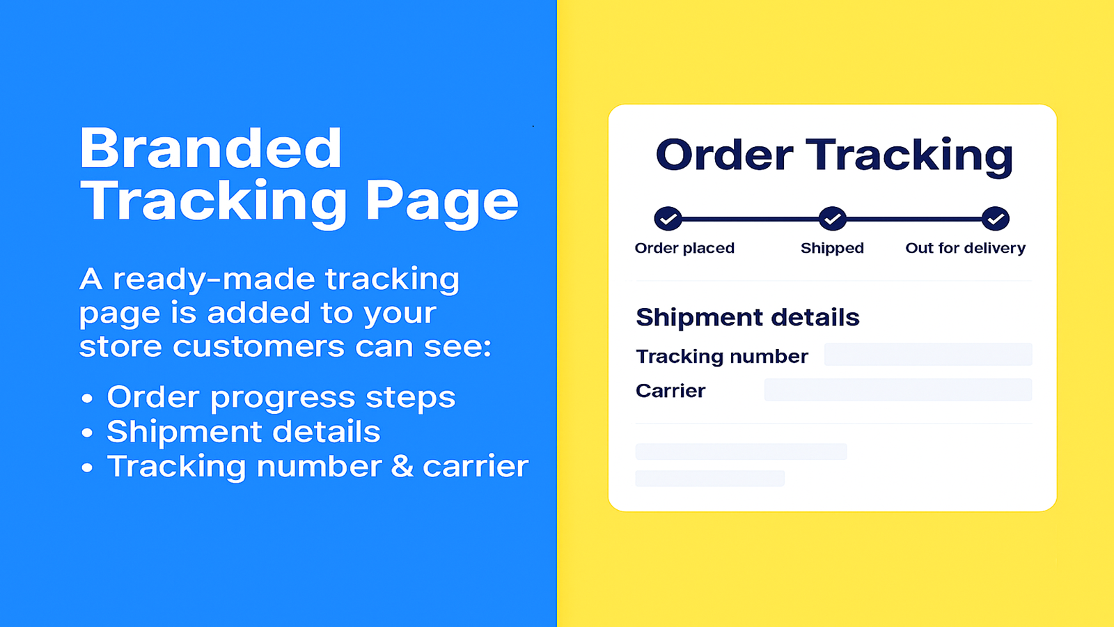 A ready-made tracking page is added to your store