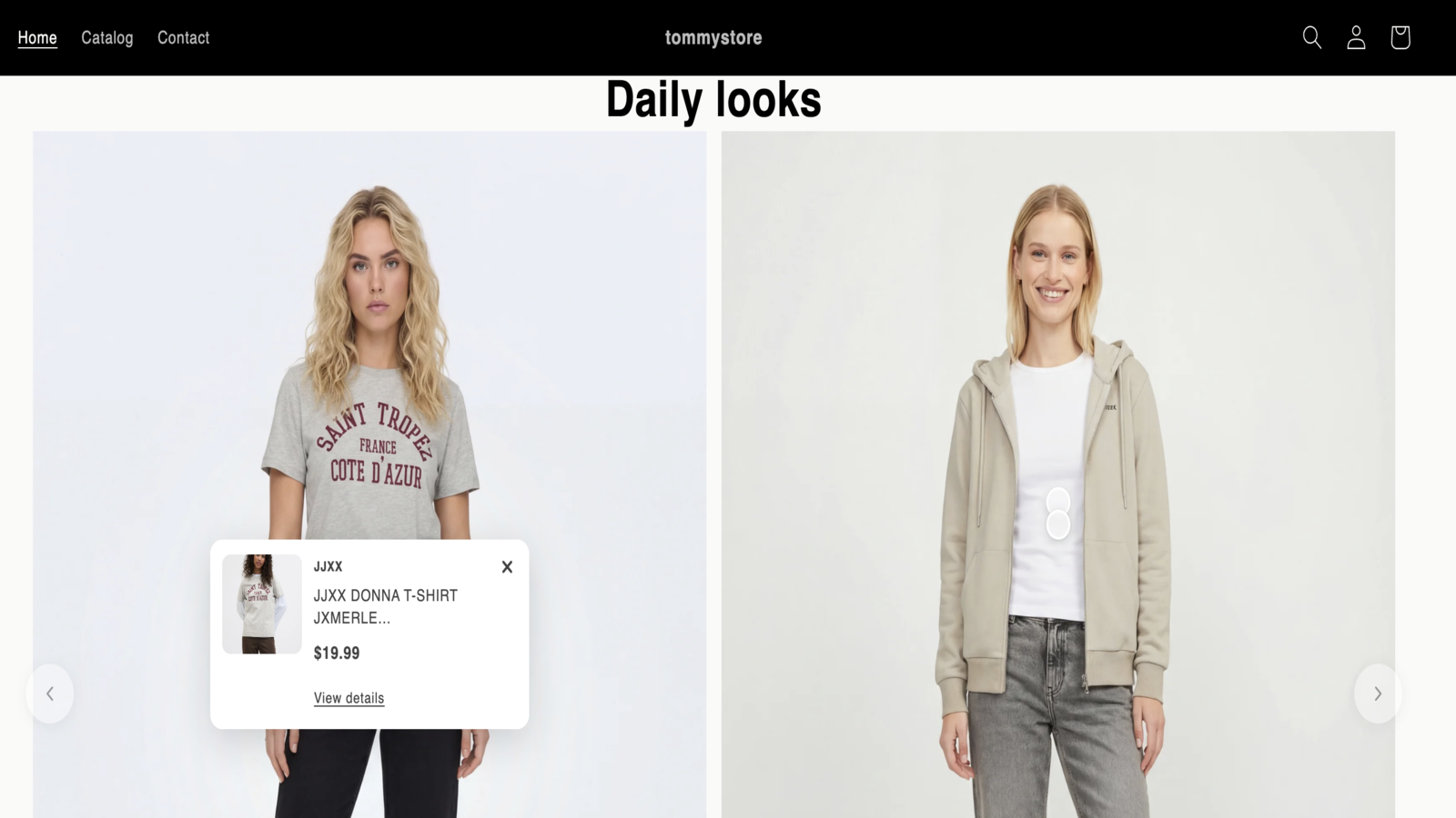 shop the look in the home page