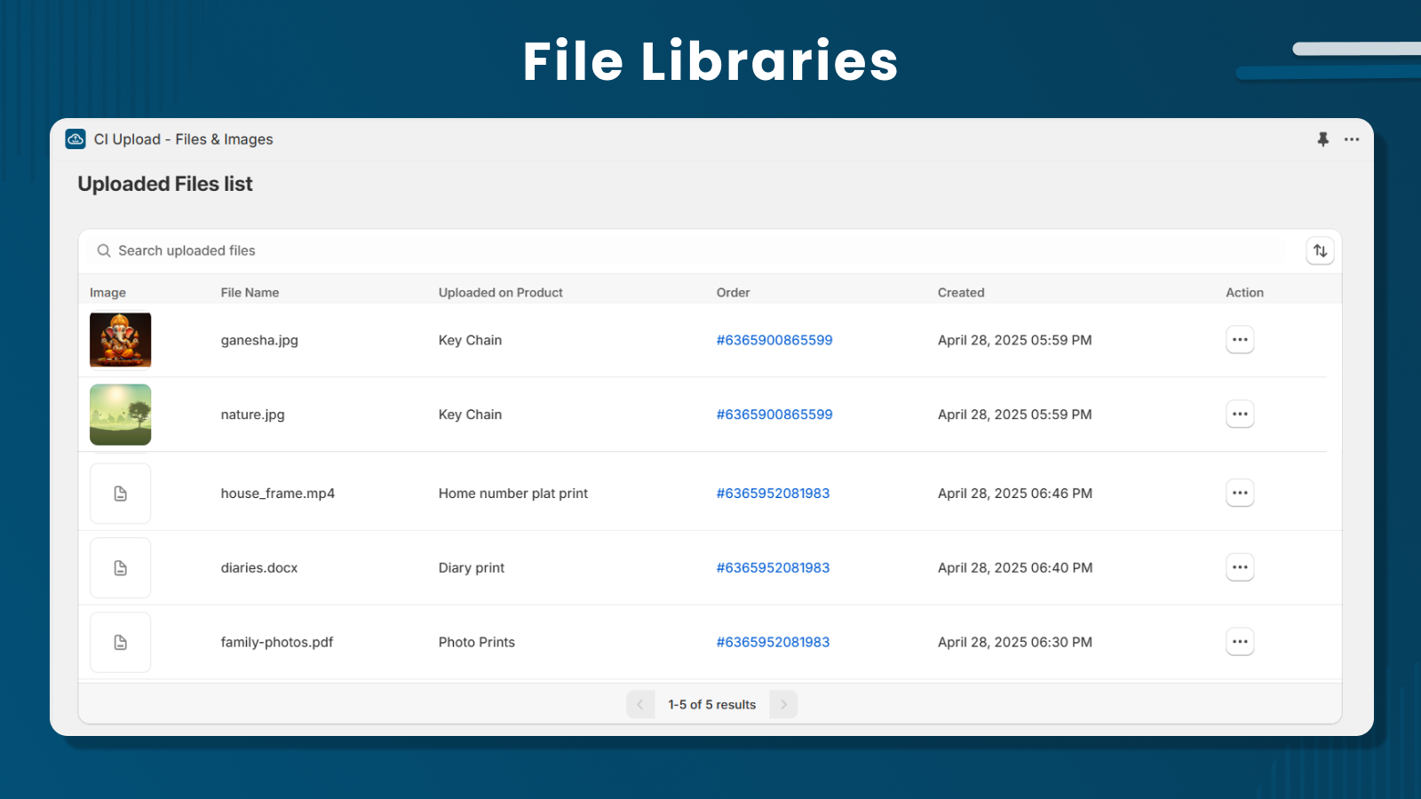 File Upload, Image Upload List