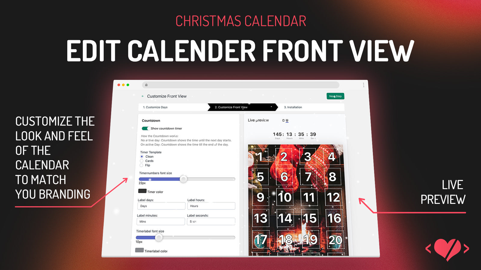 Customize calendar to match your branding