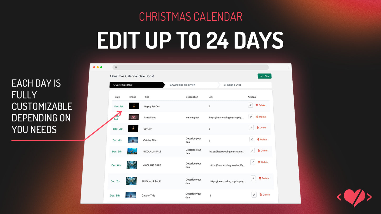 Edit up to 24 days to drive traffic and sales