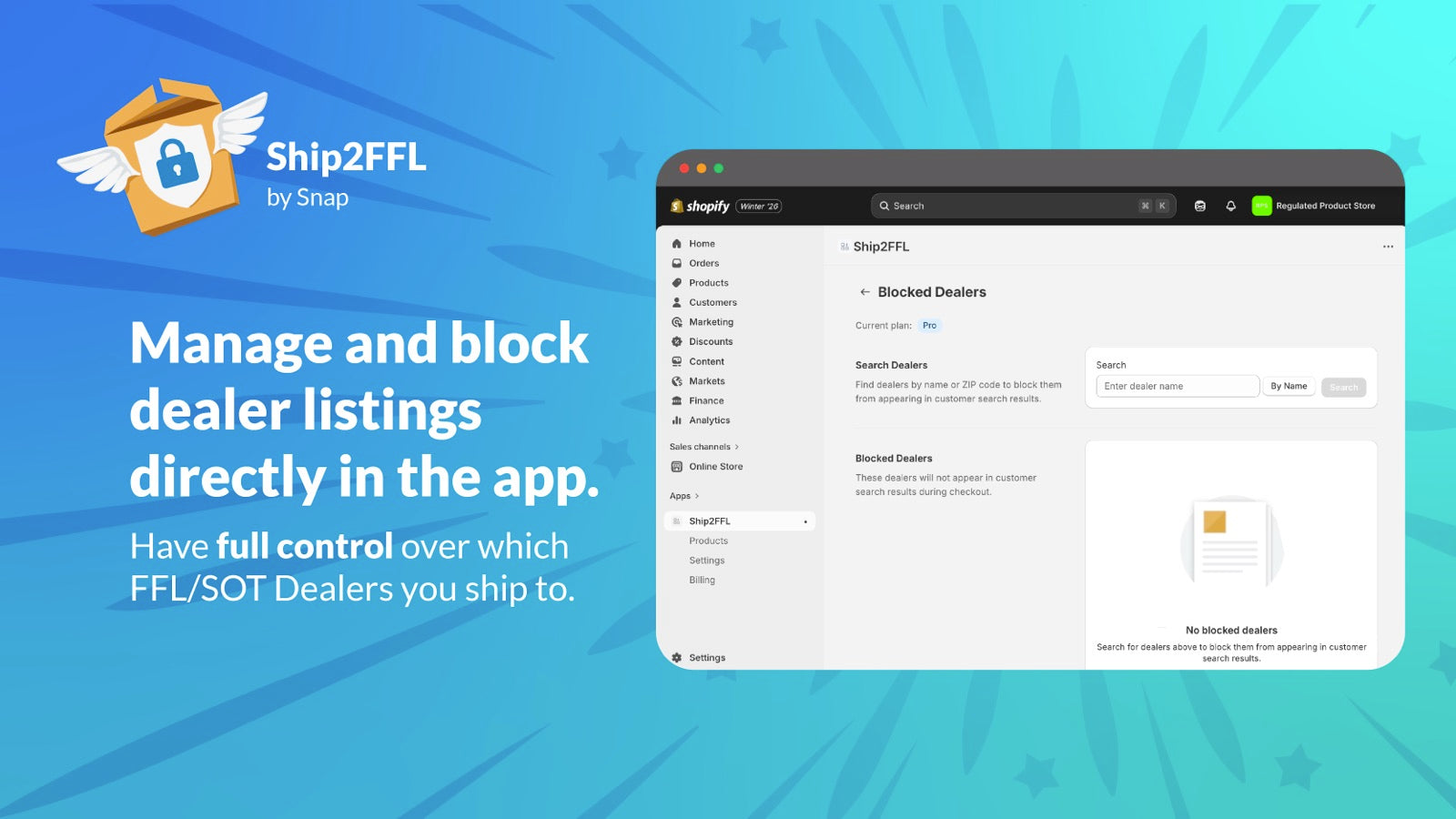 Admin interface for blocking specific FFL dealers