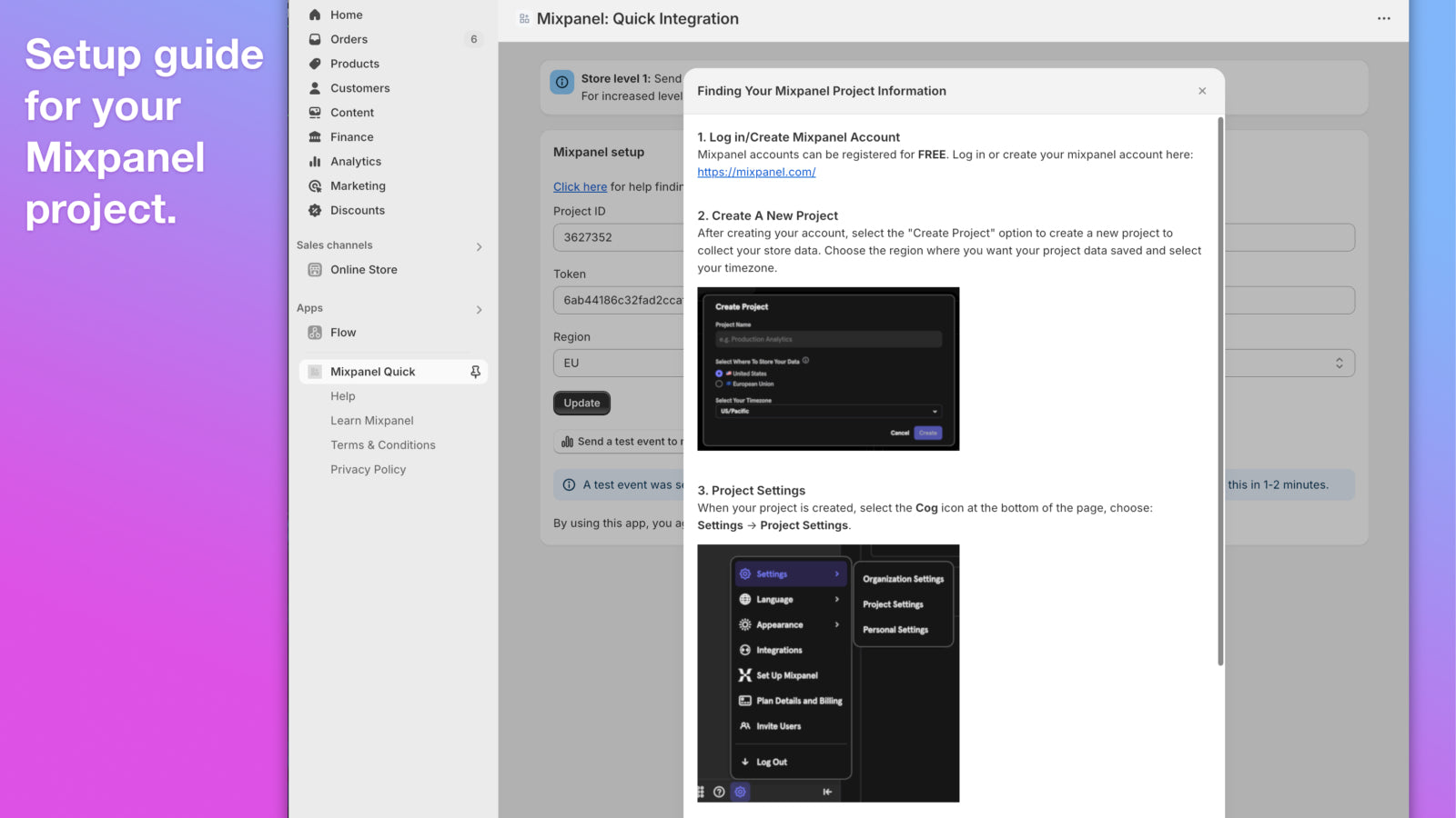 Help finding your mixpanel project data