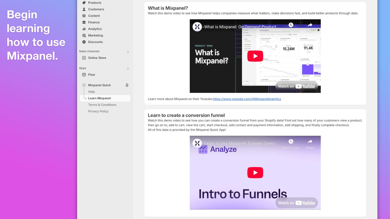 Learn how to use mixpanel