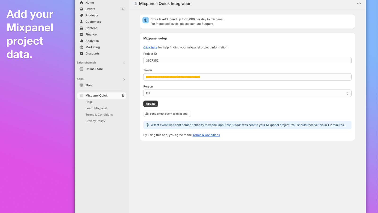 Configure your mixpanel project