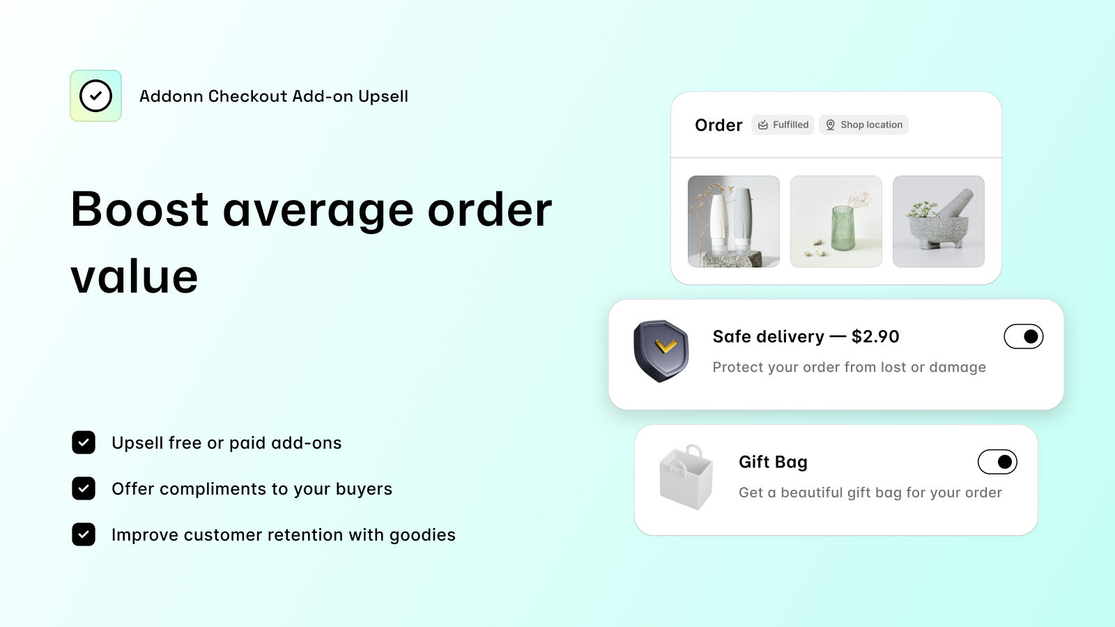Increase sales with add-ons upsell at Shopify checkout page
