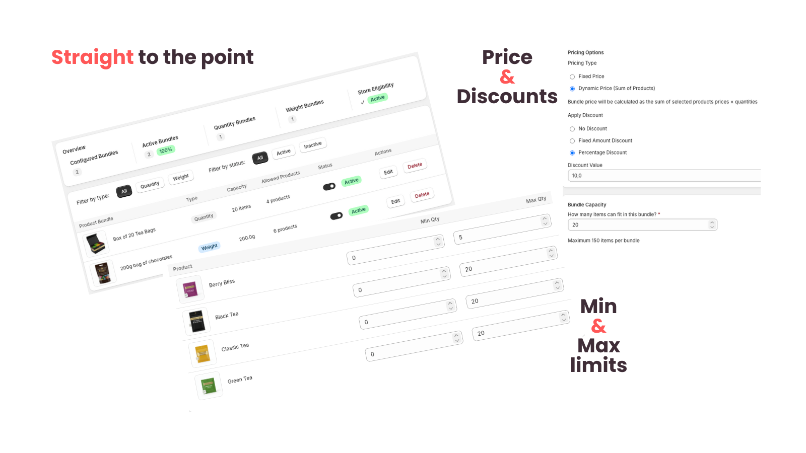 Easy creation of your mix quantity and weight bundles