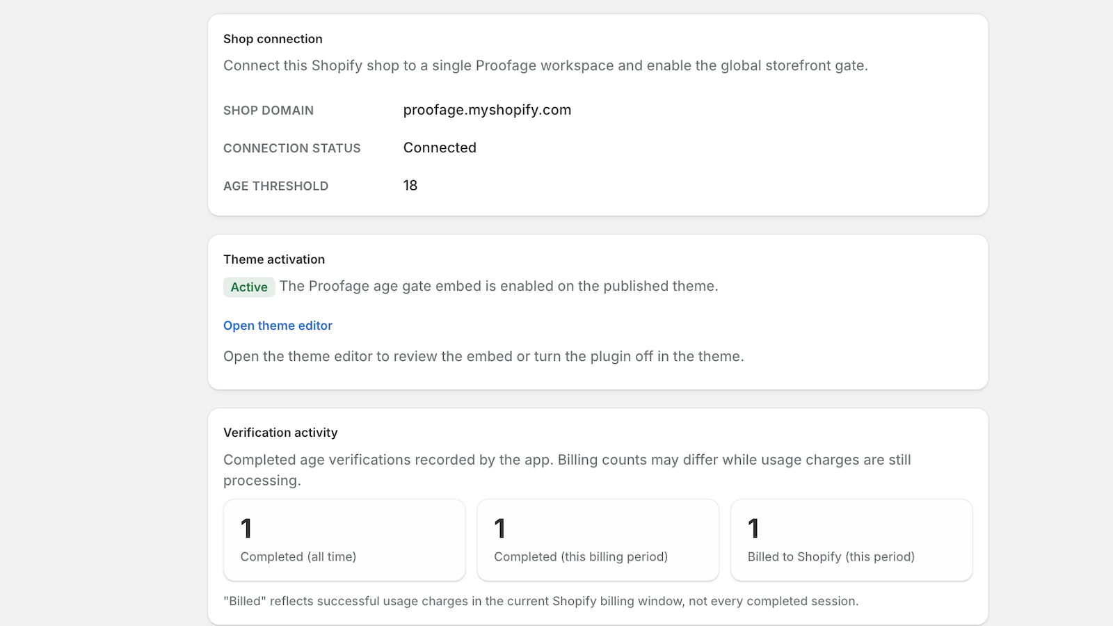 Shop connection, Theme activation, Storefront configuration