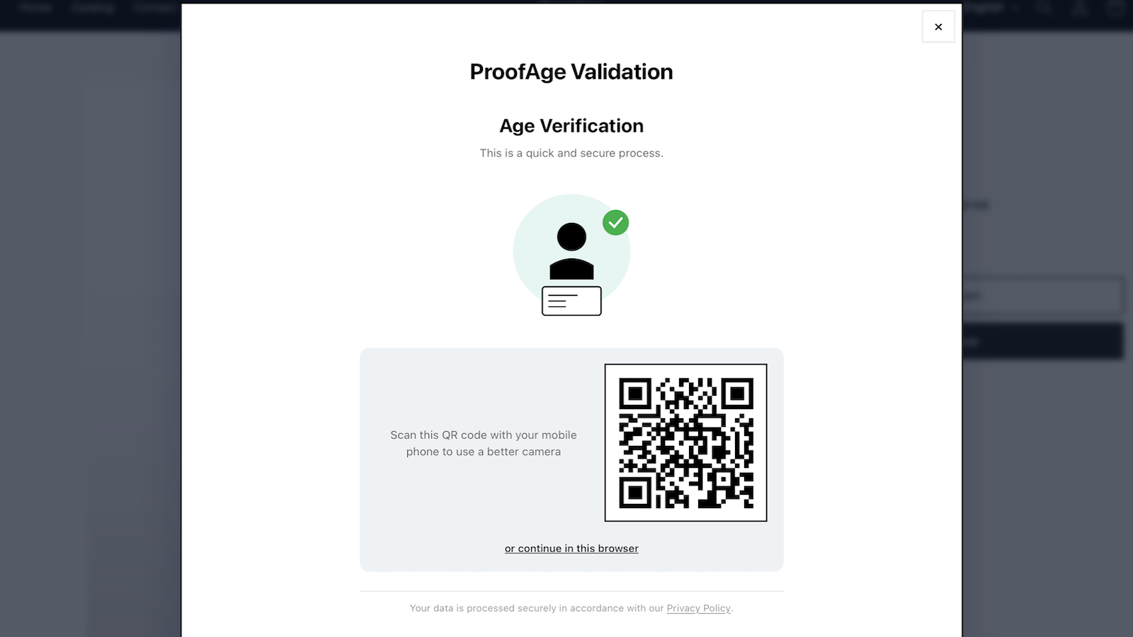 Storefront product page with open age gate