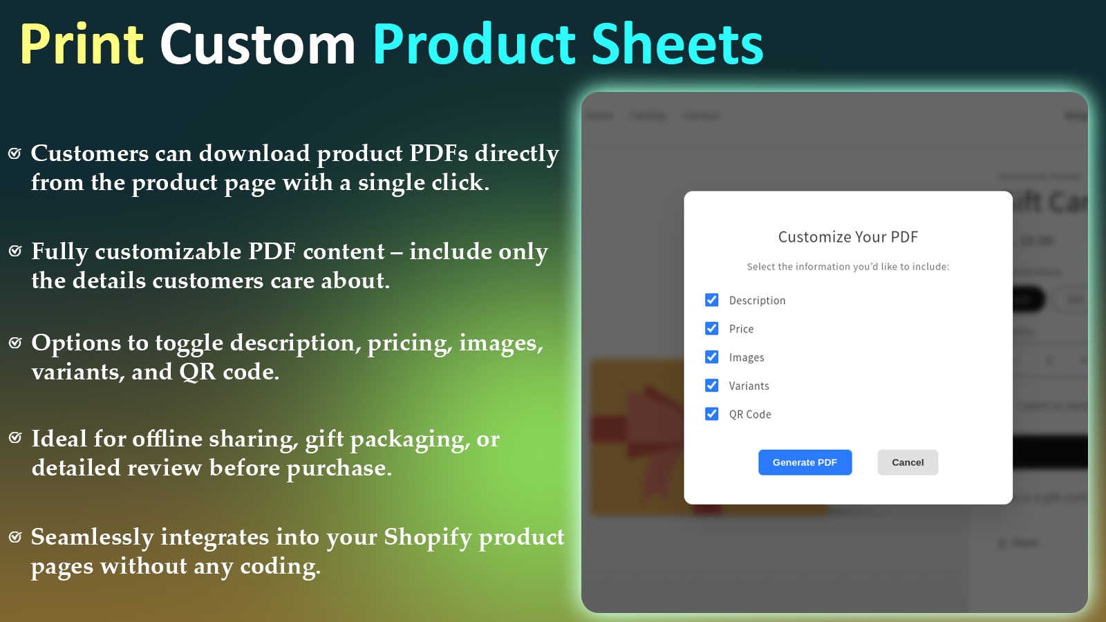 Product to pdf