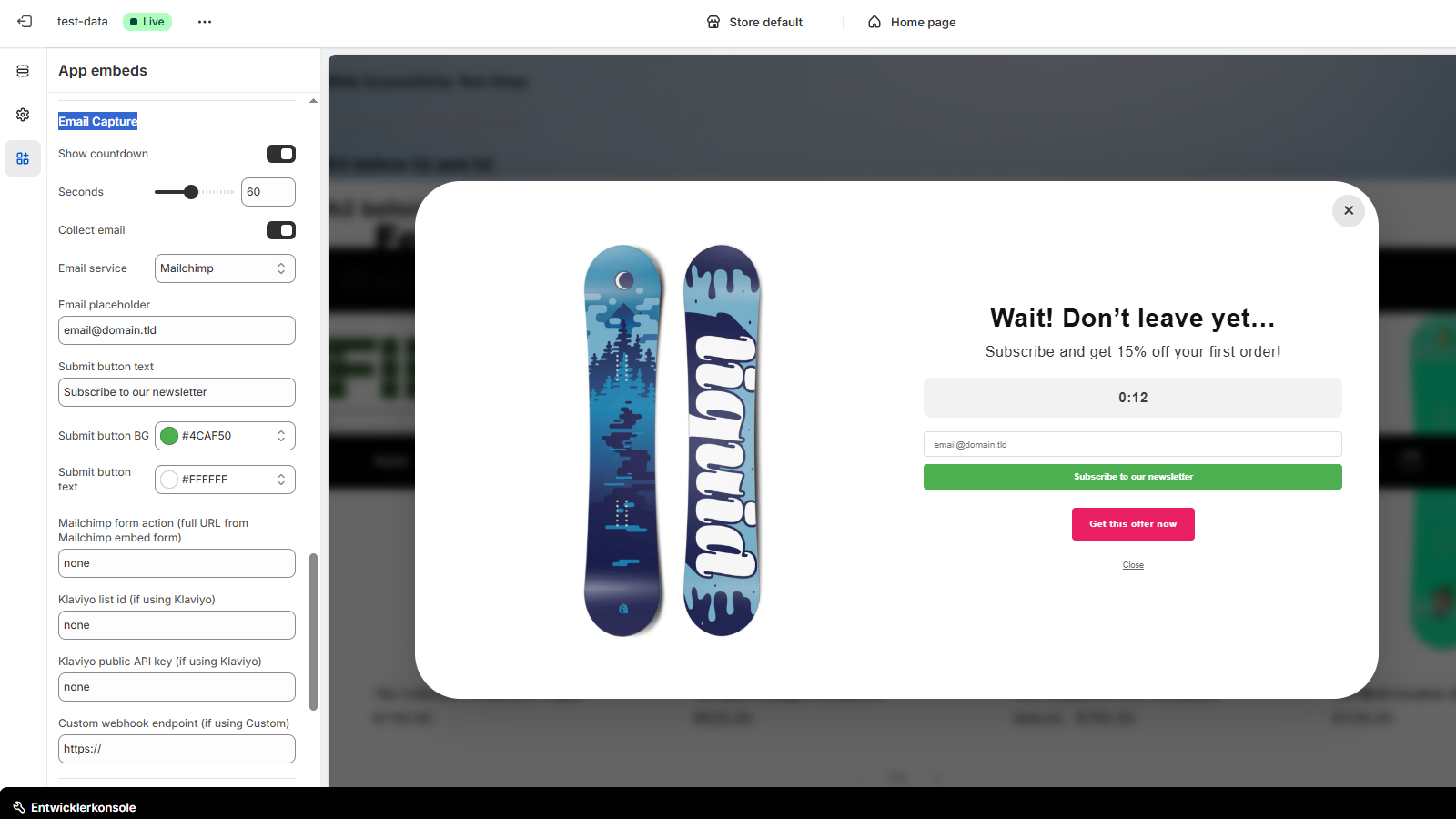 firwood Exit Popup - Edit Email