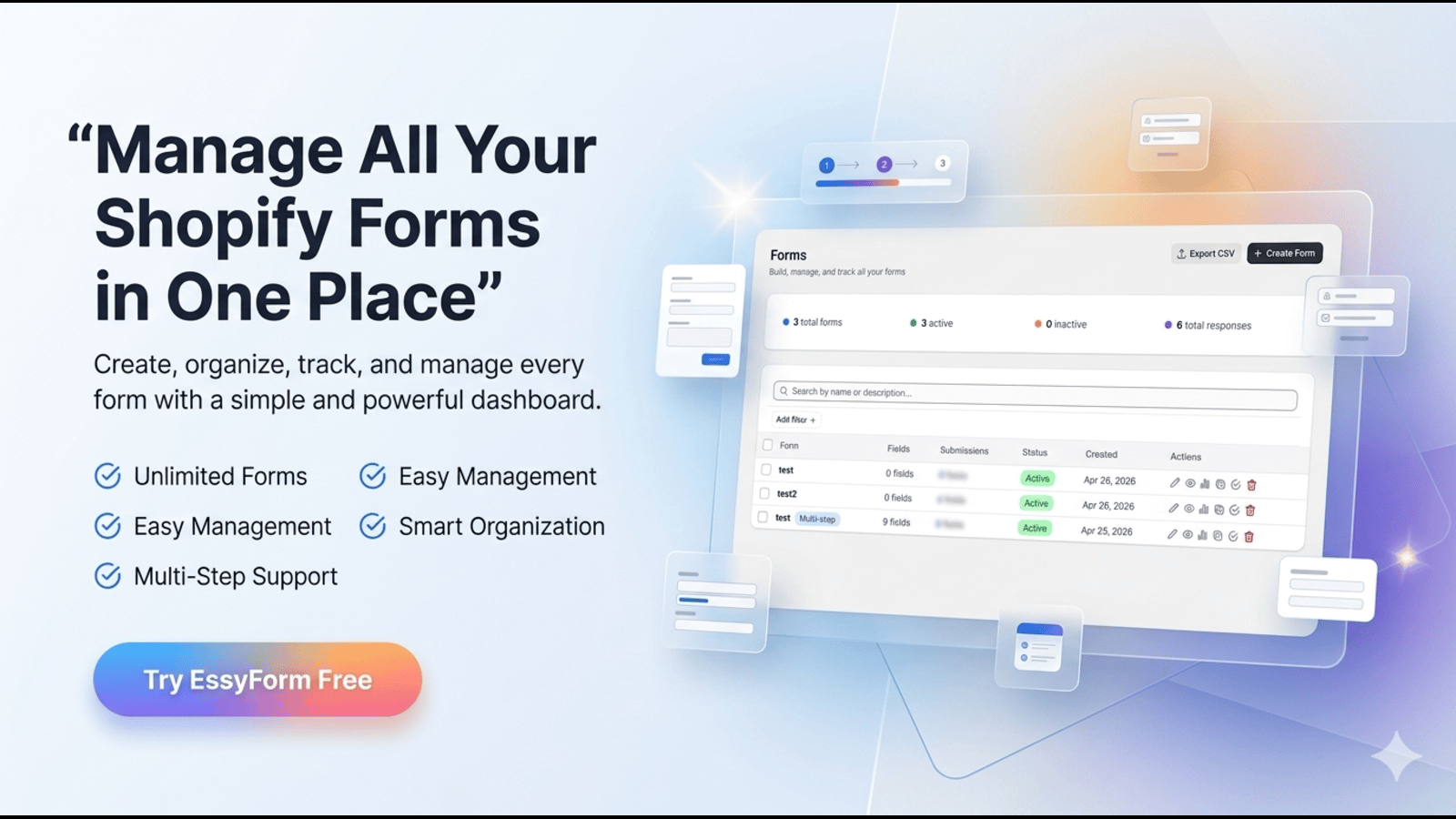 Submissions dashboard with response details