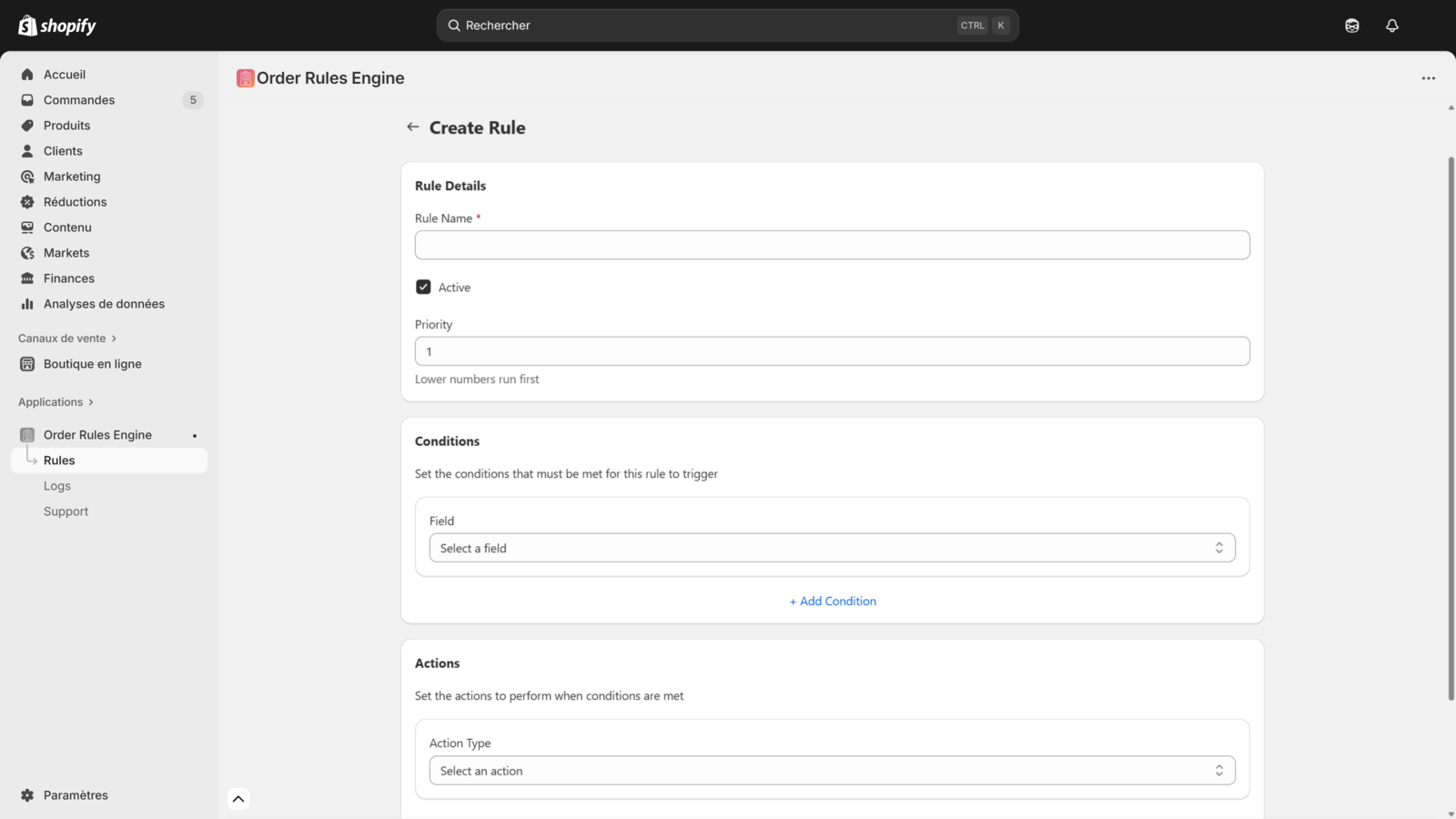 RuleWorks: Order Rules Engine Create Rule
