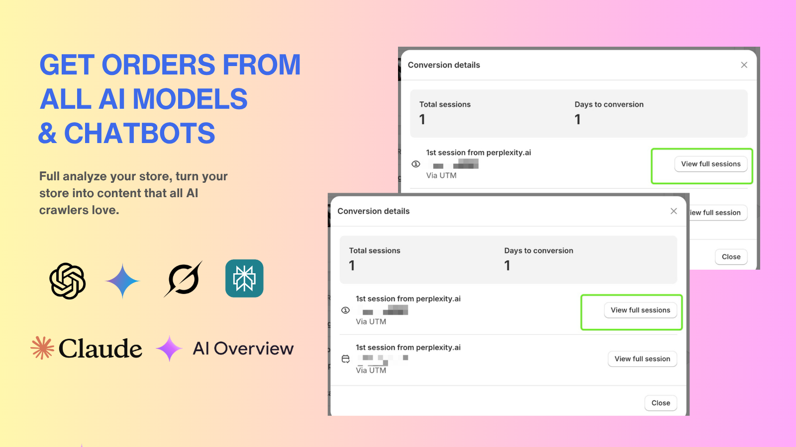 Get orders from all ai models and chatbots | clickfrom.ai