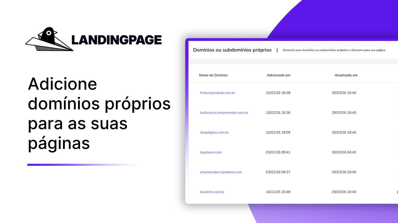 Adicione domínios próprios
