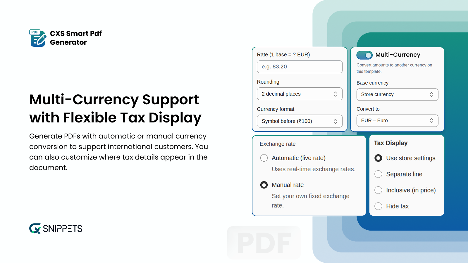 Multi currency support with flexible tax display 