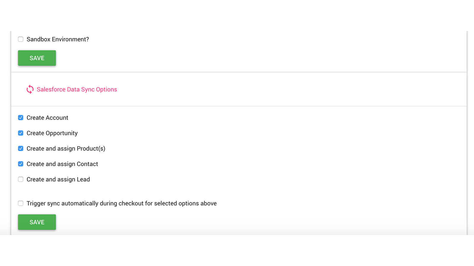 On/Off sync options for specific Salesforce objects &amp; auto sync