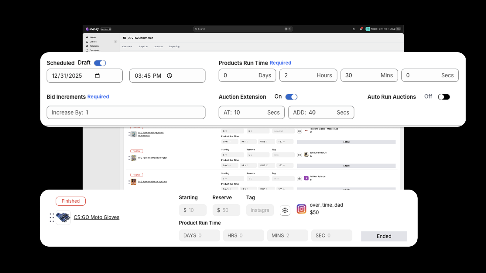 Administer auctions with real-time multi-channel bidding