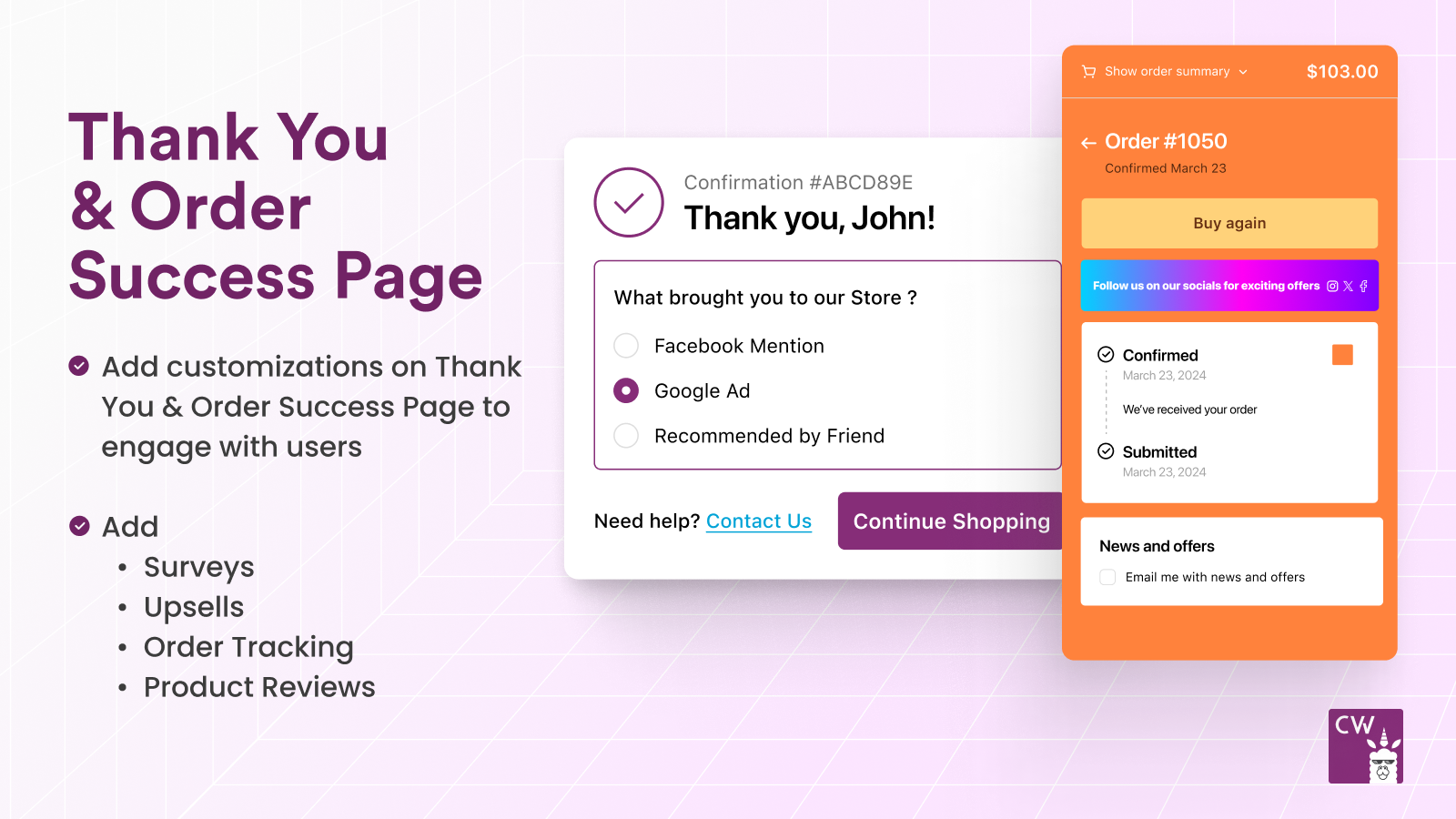 Thank you & Order Success Page Customisation