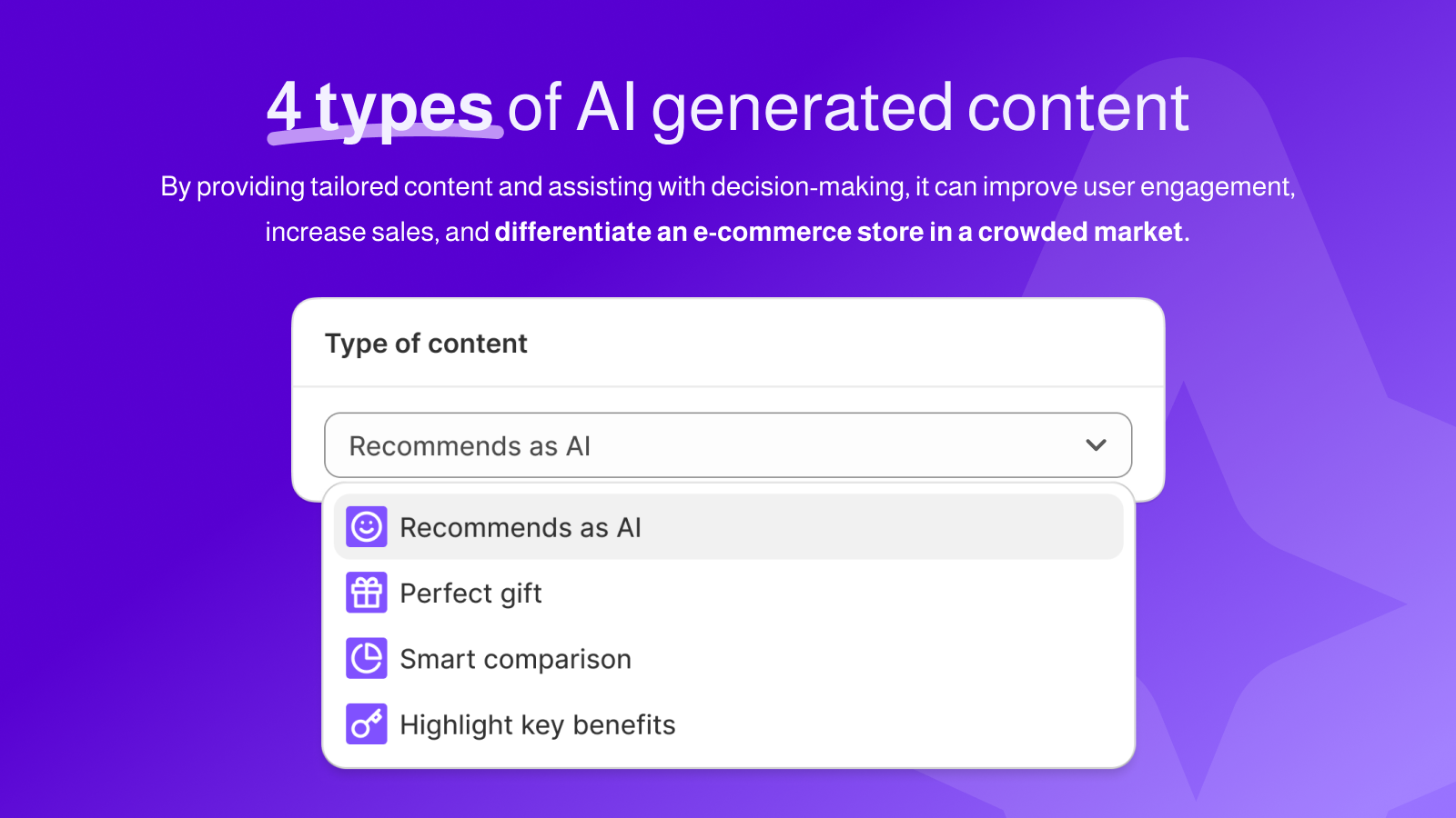 A list of 4 types of contents to generate