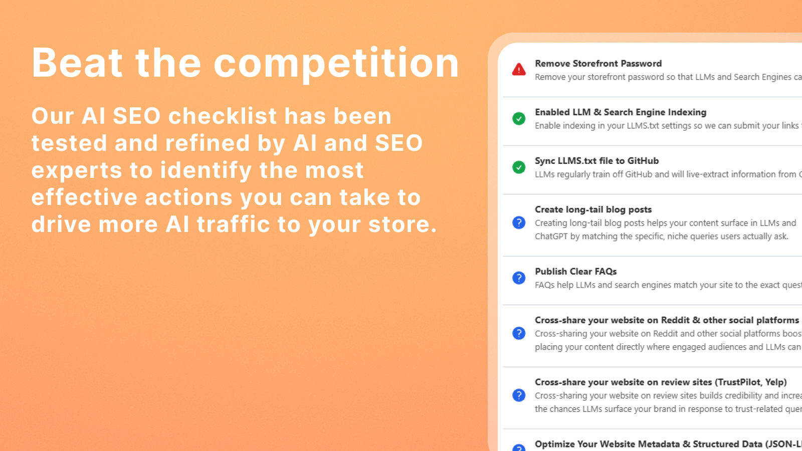 ChatGPT SEO Checklist for Shopify stores