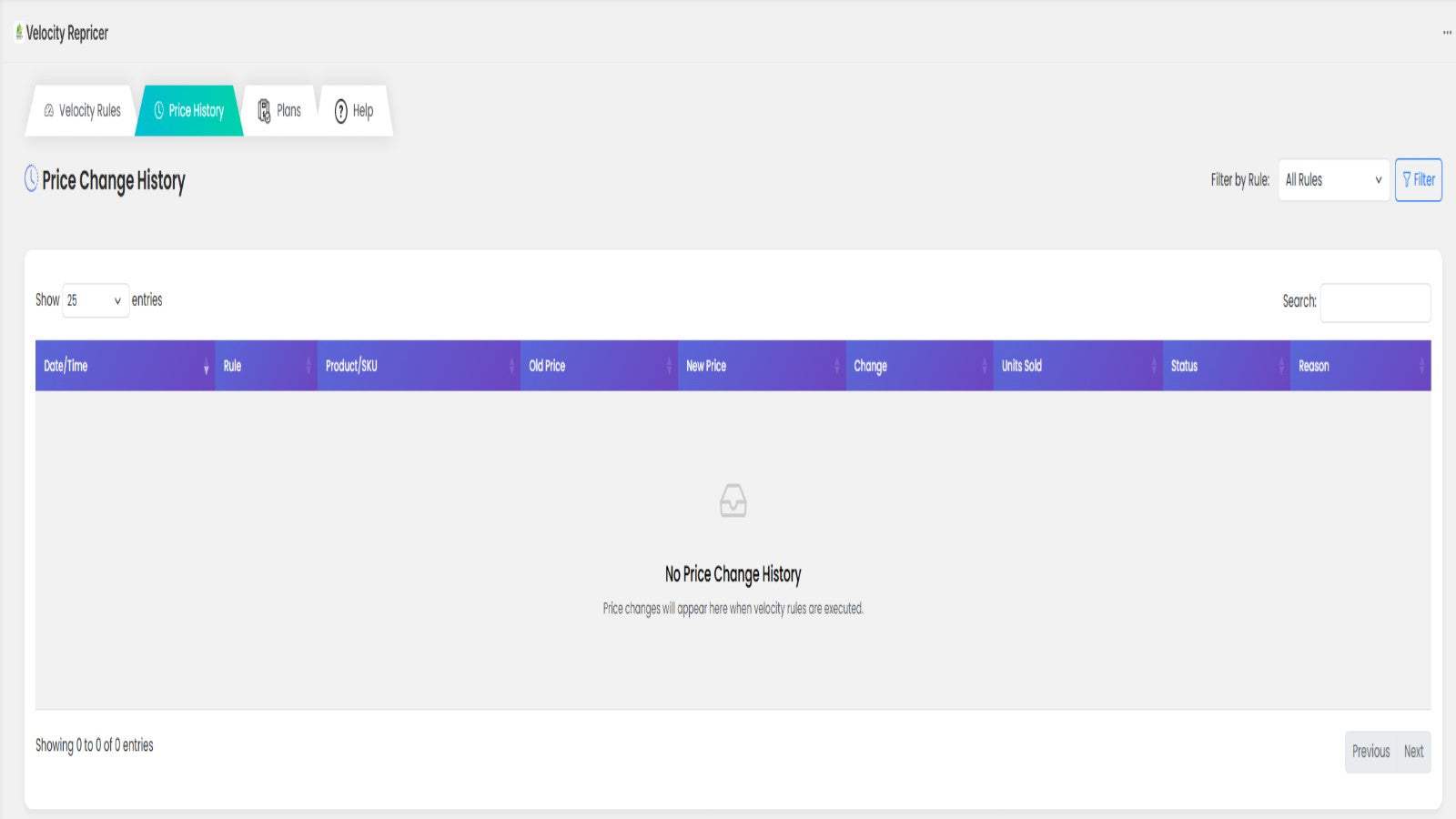 Price Change History