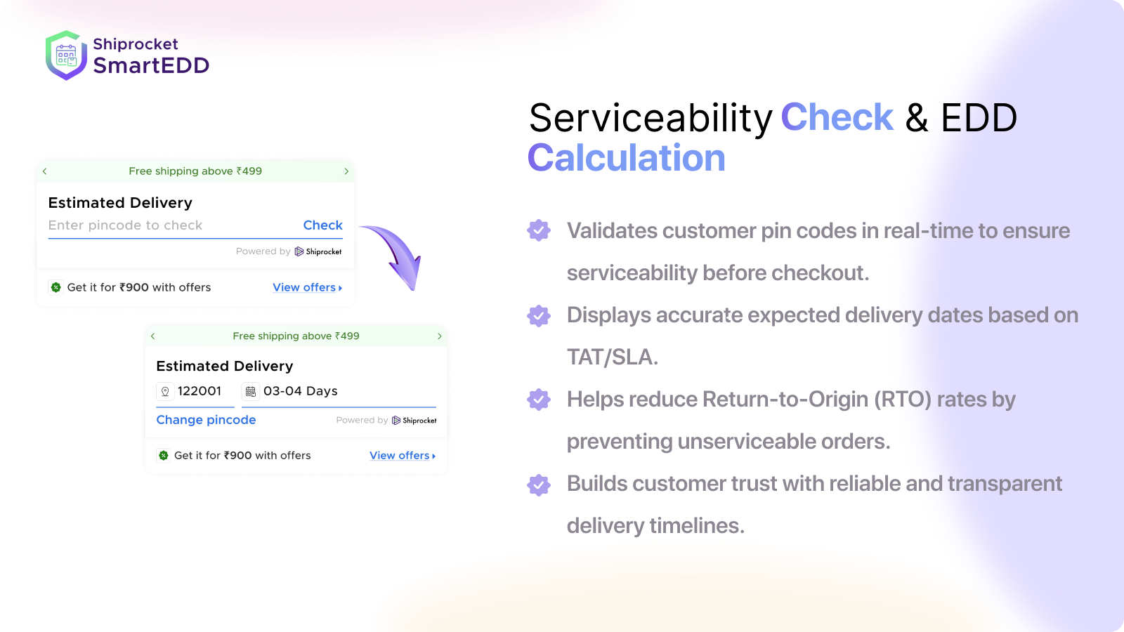 Validate pin codes in real time and show accurate delivery dates