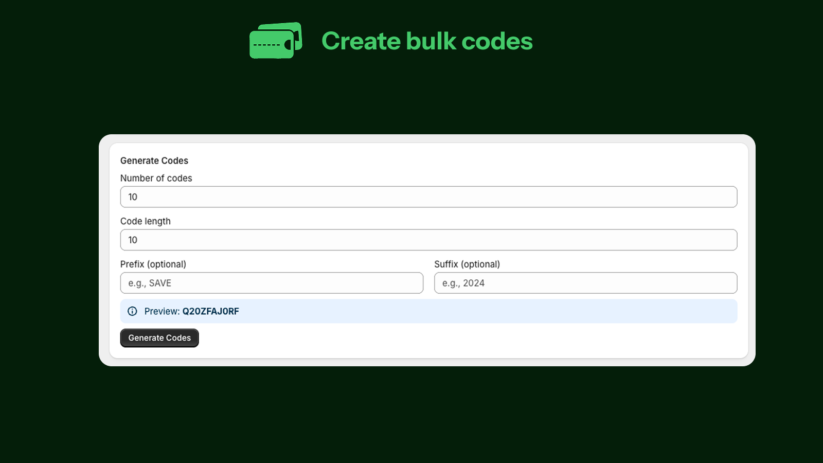 Generate random codes
