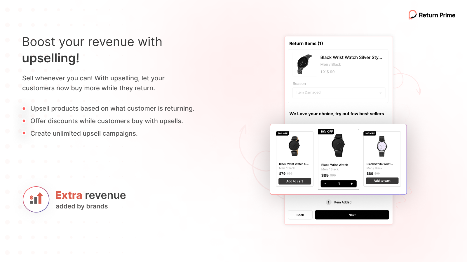 Upsell customers while they return product