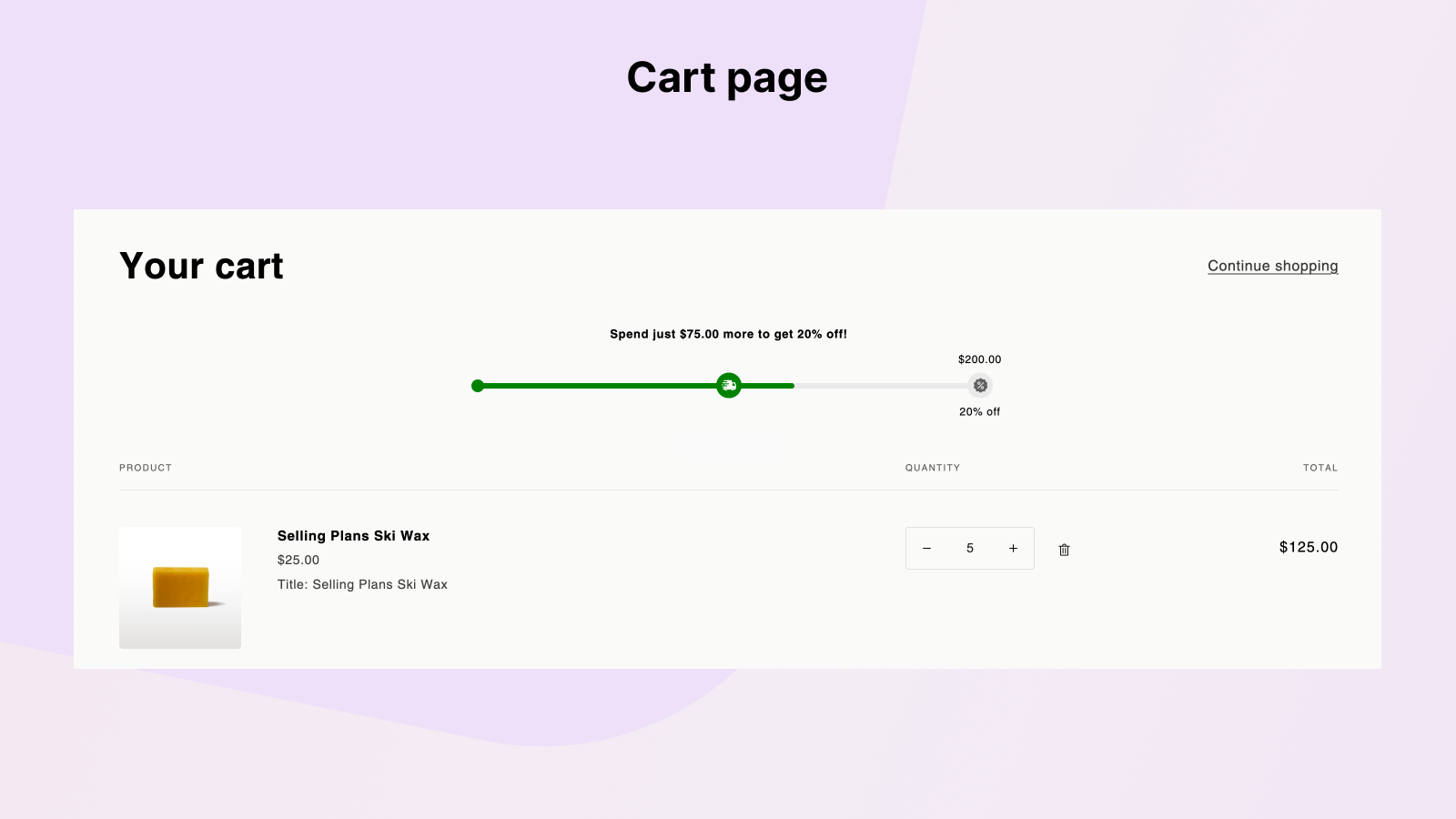 Cart page