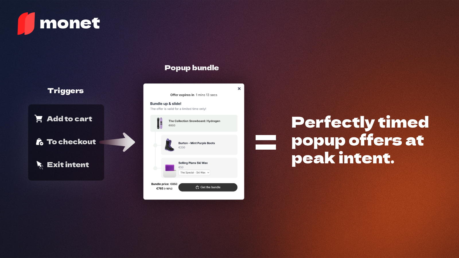 Monet best shopify app for AI Upsell & Bundle Popup, explanation