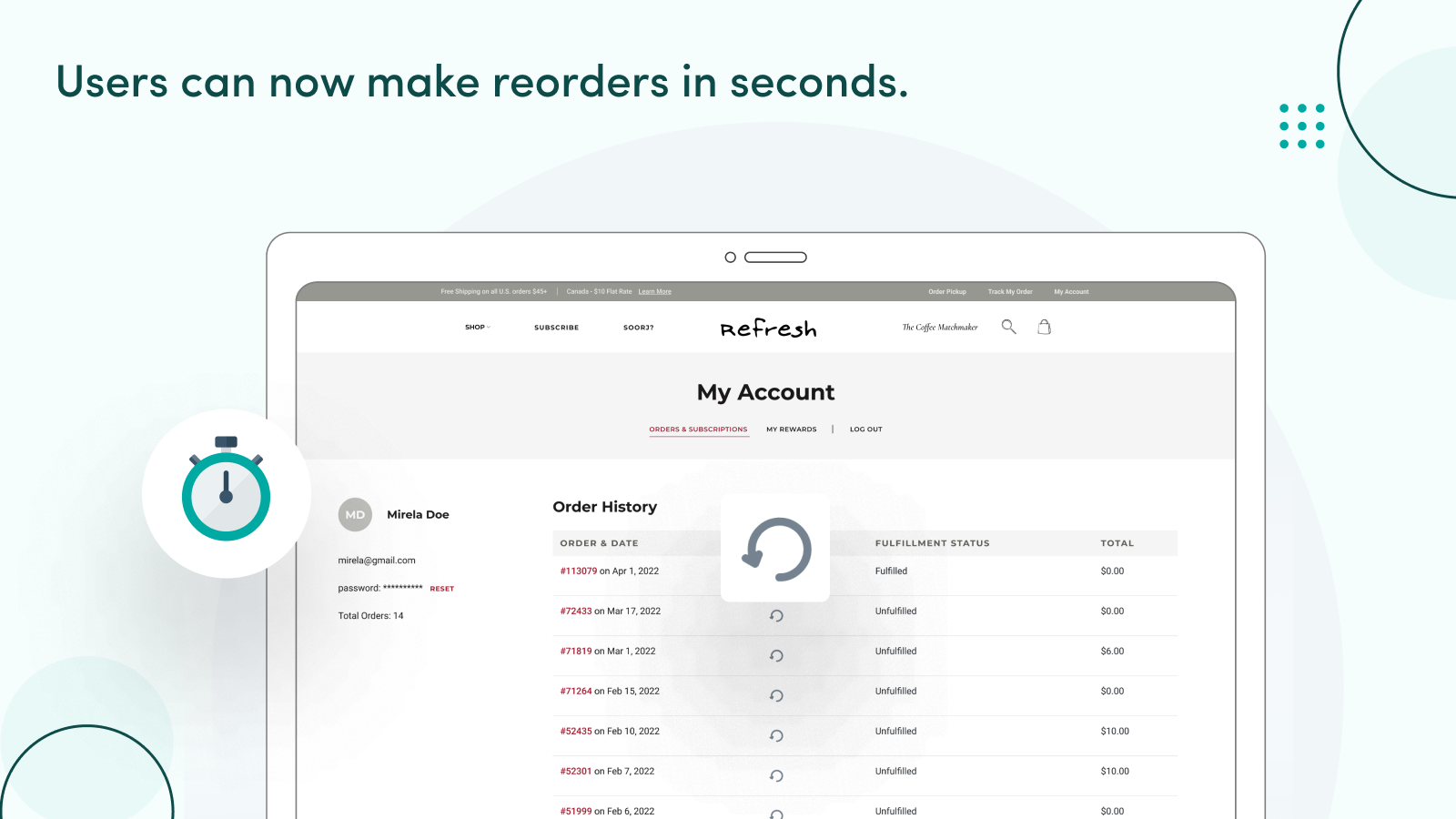 You are able to make reorders in seconds.