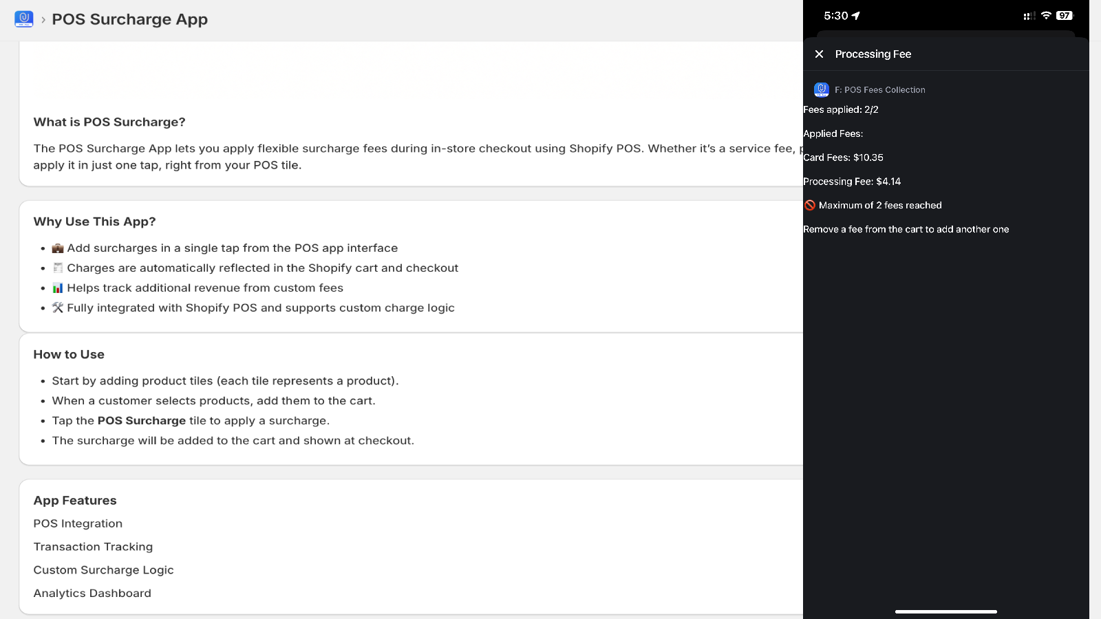 added 2 charges to the cart