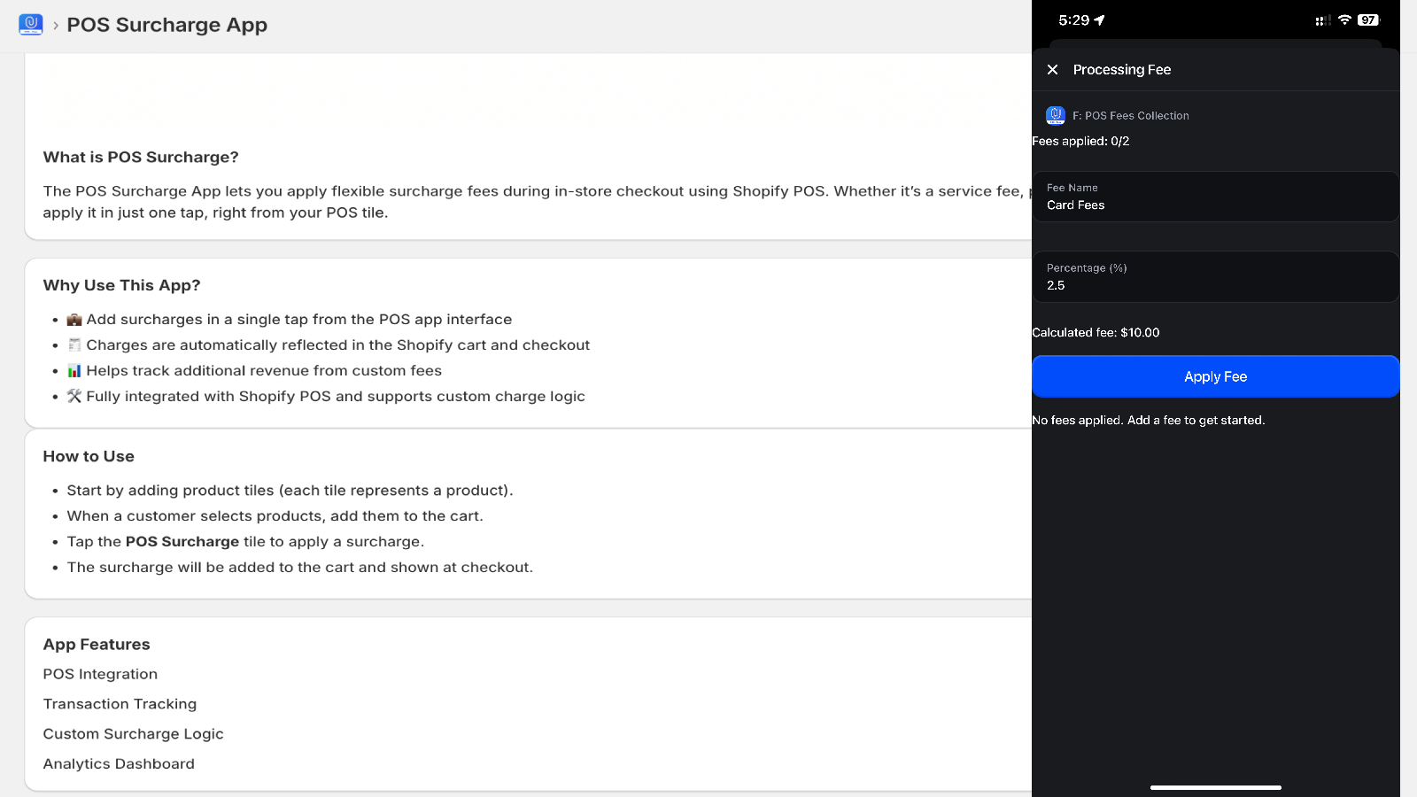 adding charges to the cart