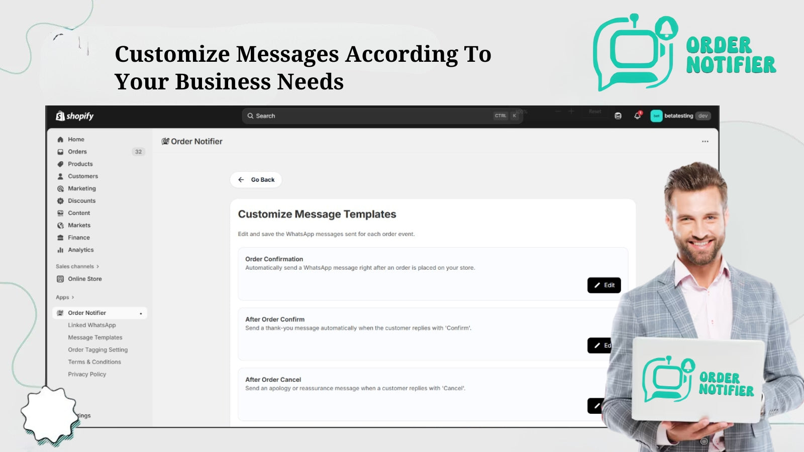 Order notifier, Auto order confirmation, whatsapp automation