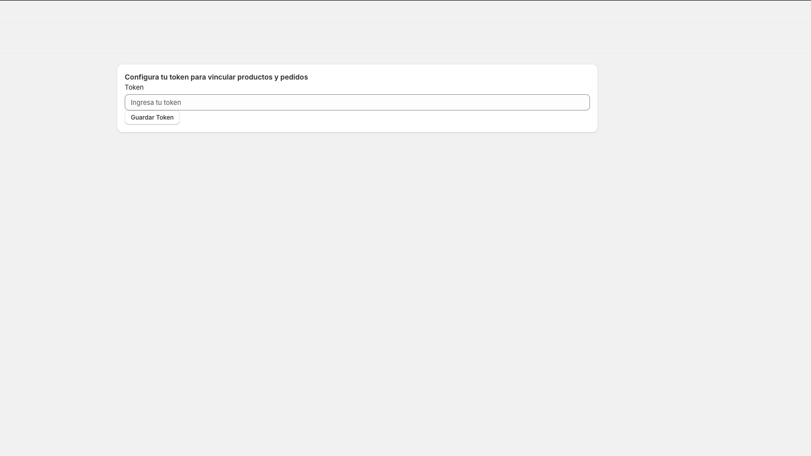 Pantalla para guardar el Token.