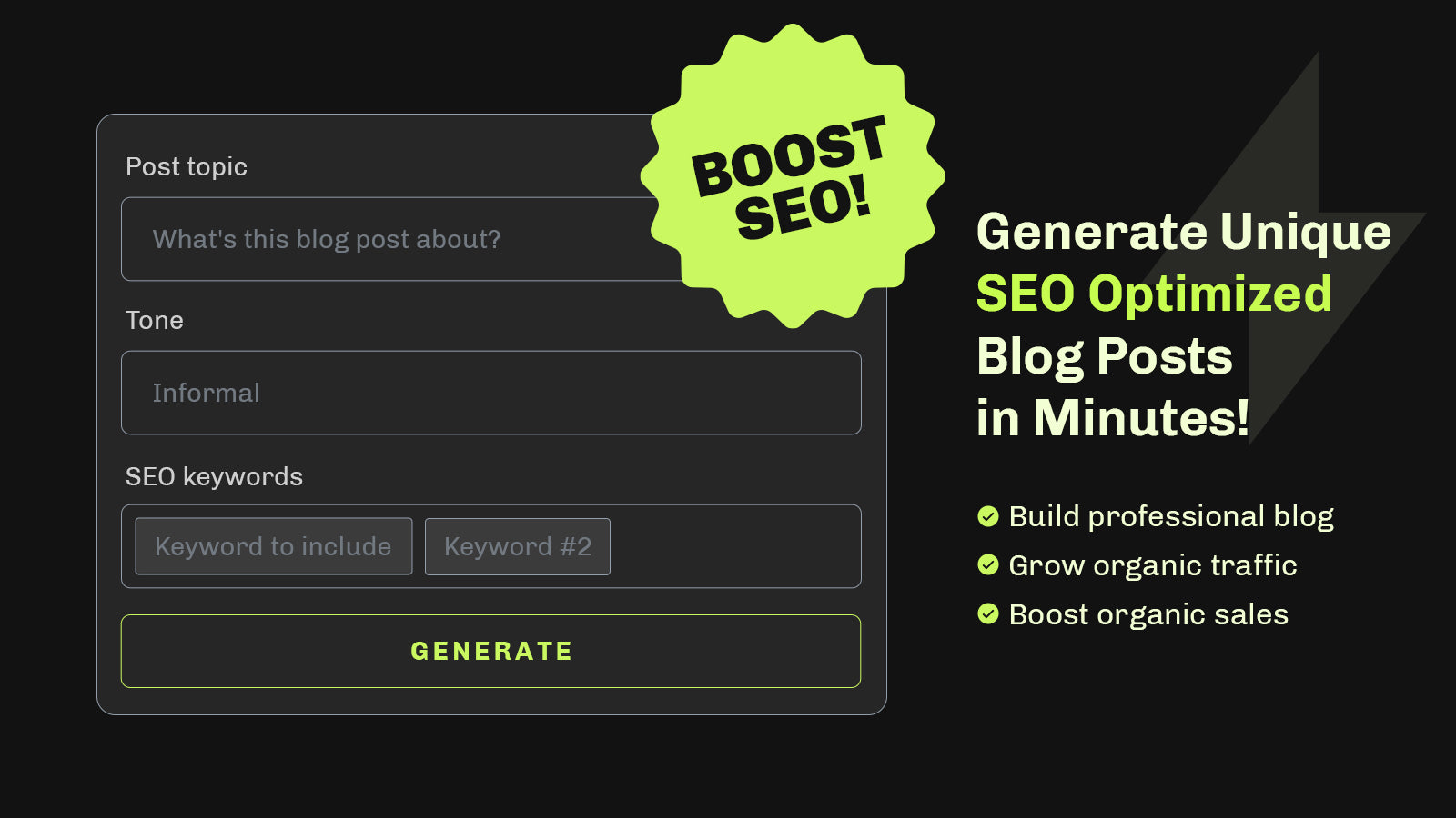 generate unique SEO optimized Shopify blog posts