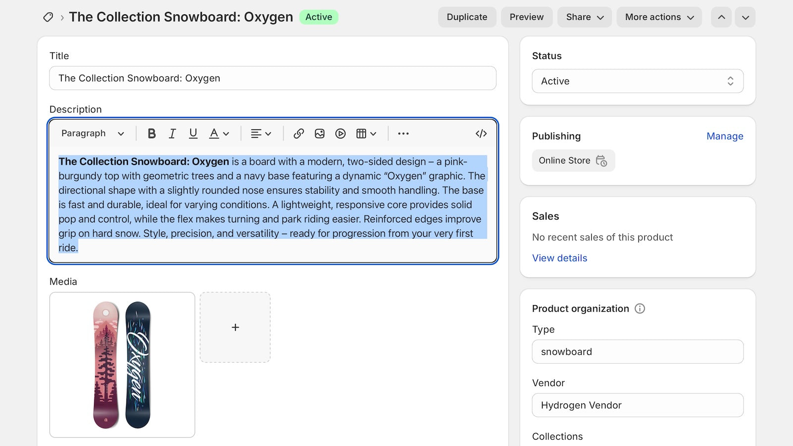Product description is generated based on the image