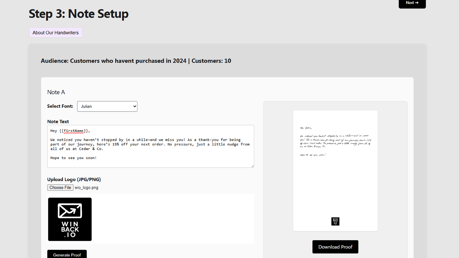 handwritten note setup