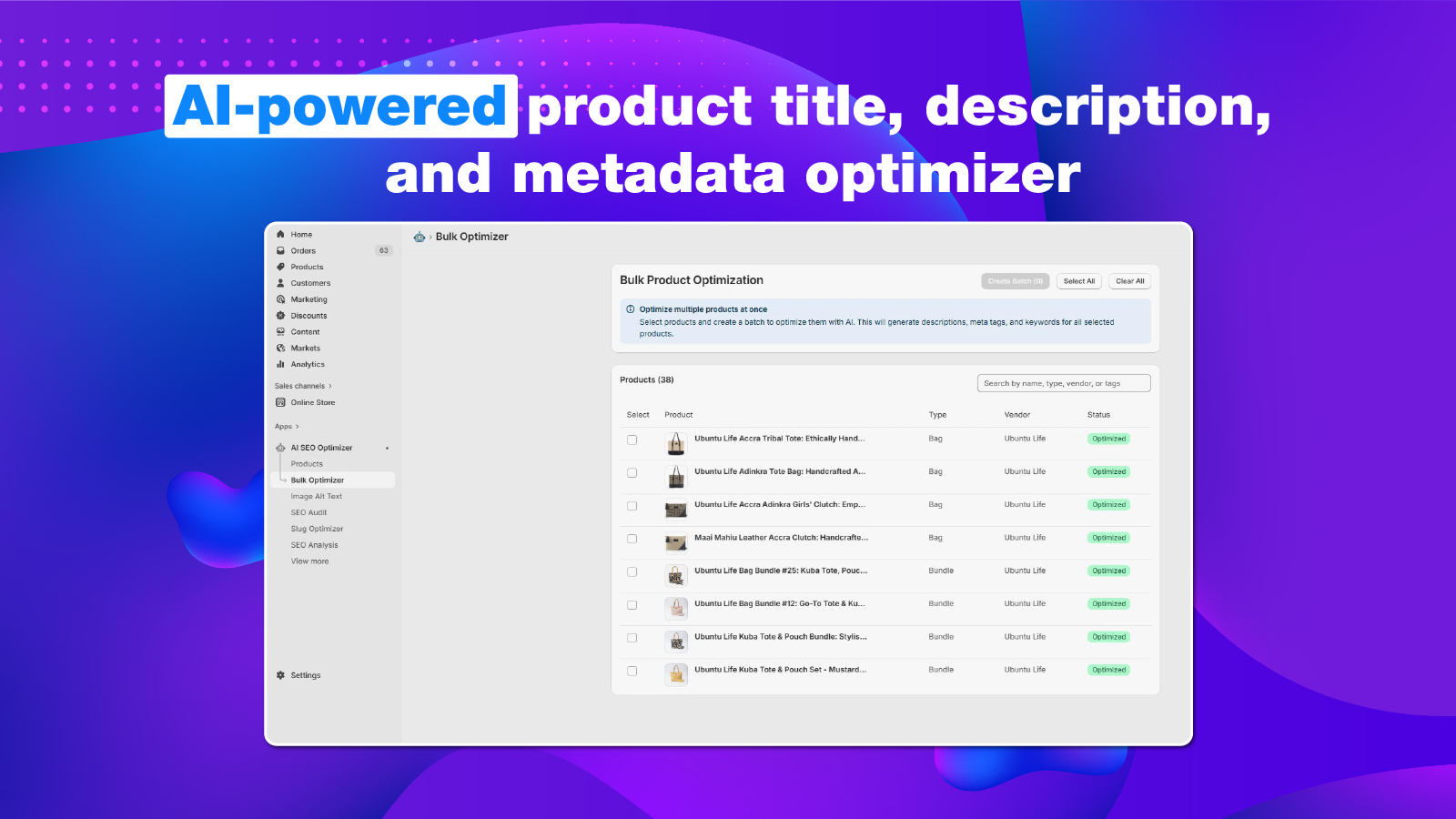 AI-powered product title, description, and metadata optimizer