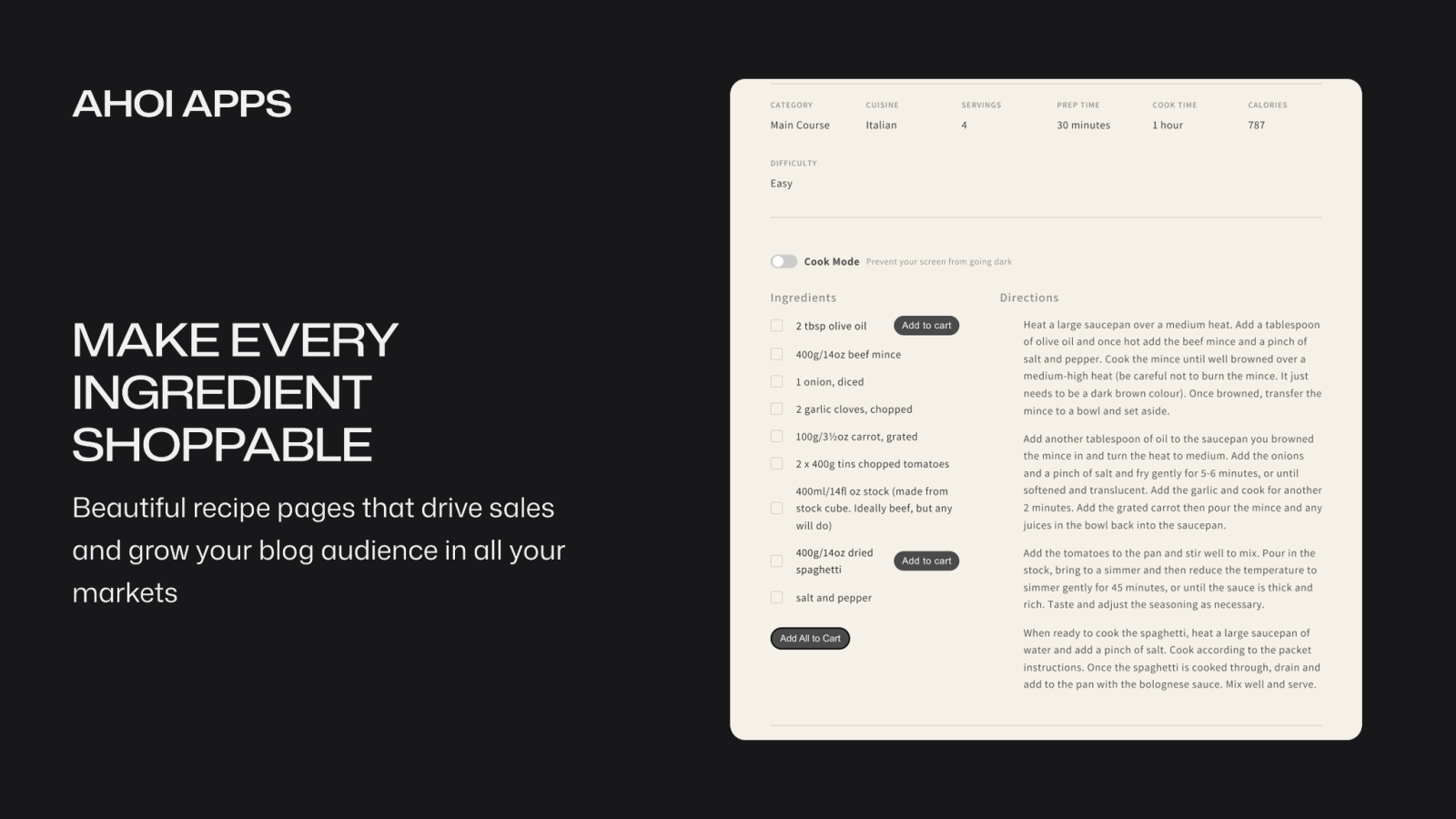 Easy Recipe Pages – Make Every Ingredient Shoppable