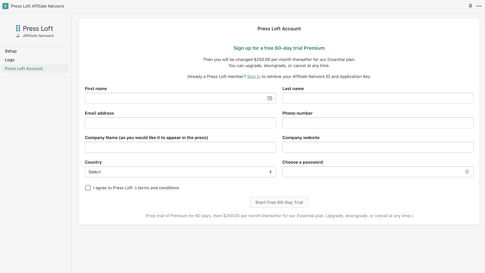 Press Loft Affiliate Network