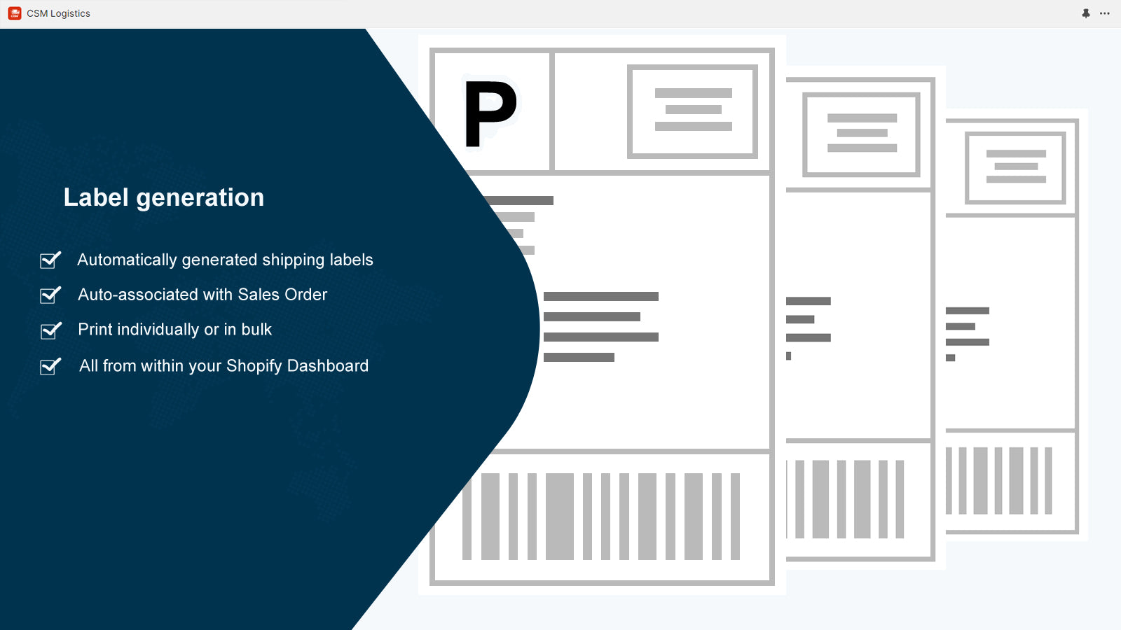 CSM Logistics App Labels Screenshot