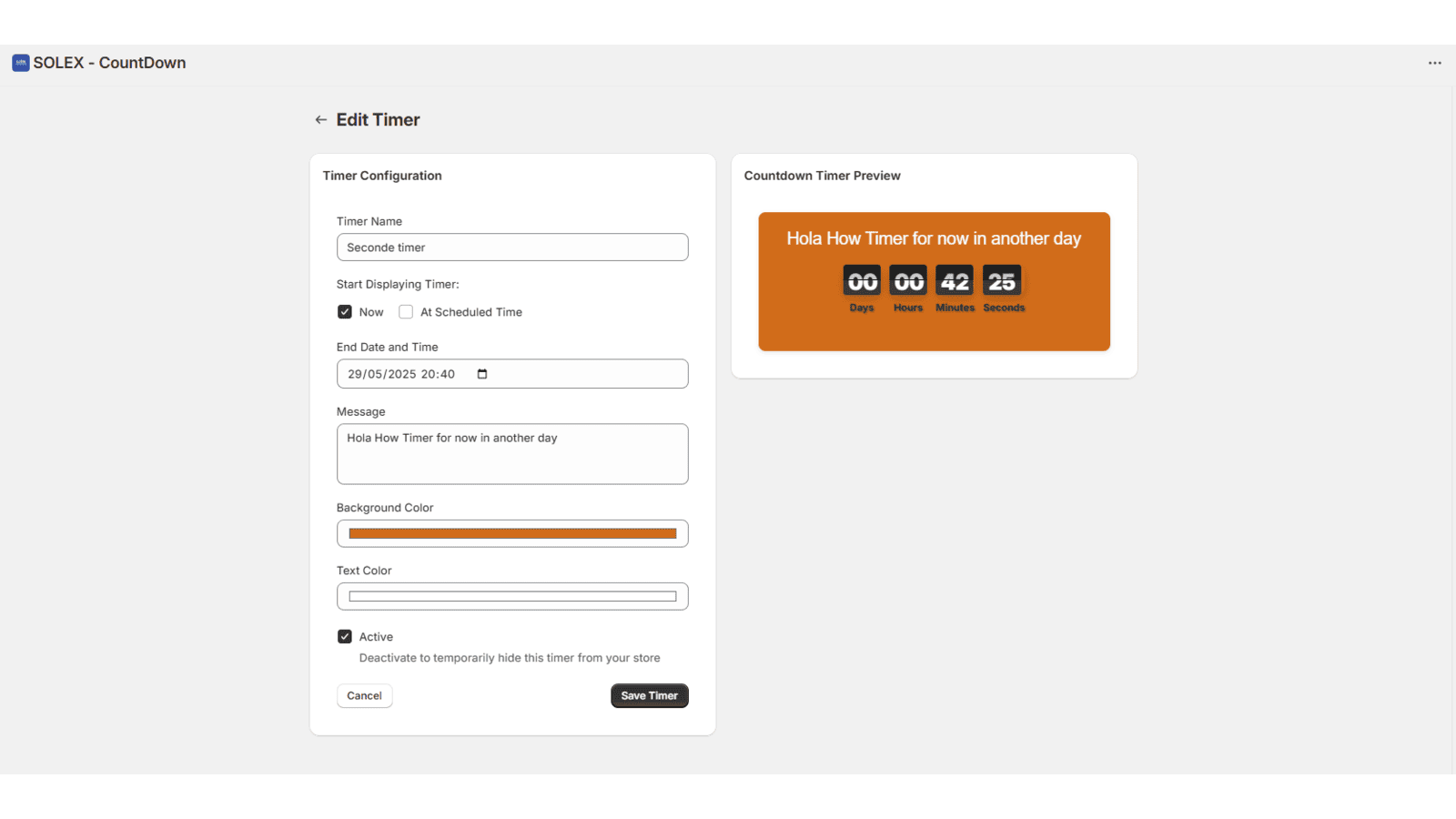create or update timer