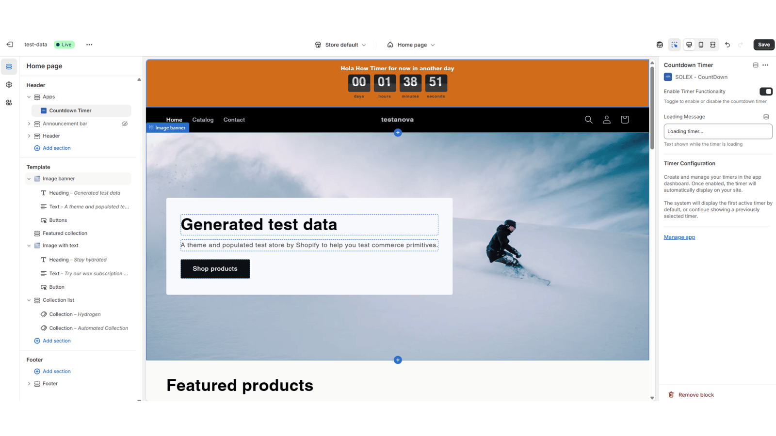 place the timer bar section in the theme